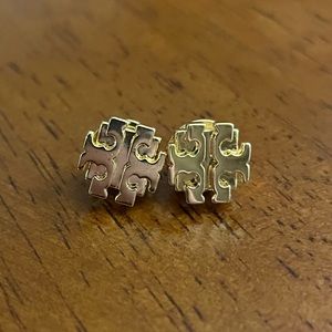 Tory Burch Gold Logo Stud Earrings